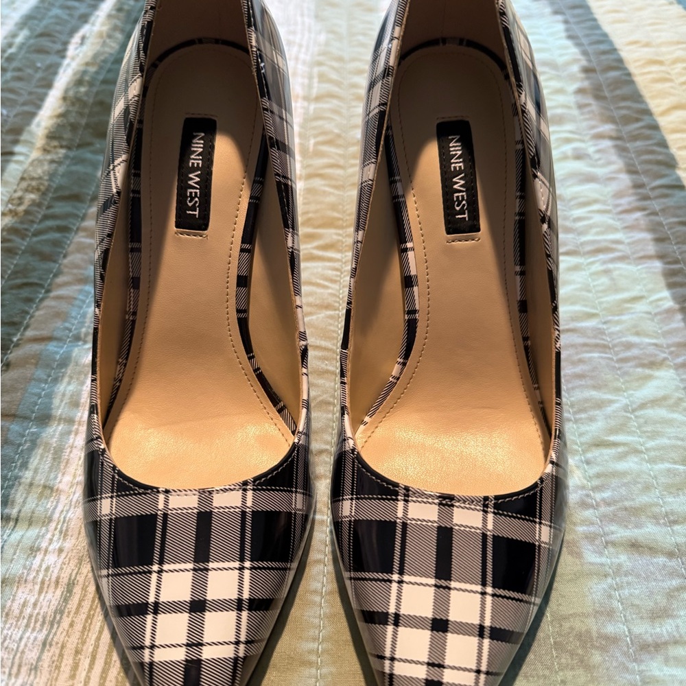 Nine West Black and White Plaid Women's Shoes